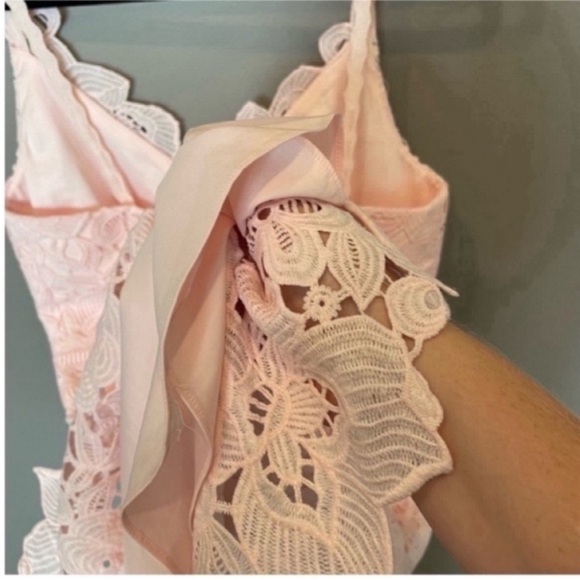 {SOLD} TED BAKER LONDON Nadiie Lace Dress Peplum Pink Sleeveless Women’s Size 1 - Picture 11 of 11